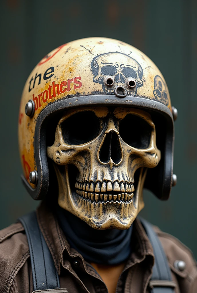 Red graffiti& men #39;s helmet with calaberas
