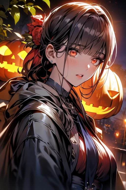Highest quality, Highest quality, 16K, Unbelievably absurd, Very detailed, 2.5D, delicate and dynamic, Dark Forest, spooky night, Small faint lights and flying fireflies, night, lightning, One, Poisonous spiders, , Small face, Very delicate facial expressions, Delicate eye depiction, Upper body close-up, erotic,, sole beautiful sexy zombie lady, Healthy body shape, 22-year-old woman, zombie, Height: 170cm, huge bouncing busts, pointed chest, 中国風zombie, 複雑な構造のzombieの衣装, Bloody Face, anger, Fight, The thick branches of the tree entangle my whole body., Throwing flames through the mouth, Throwing fire at trees