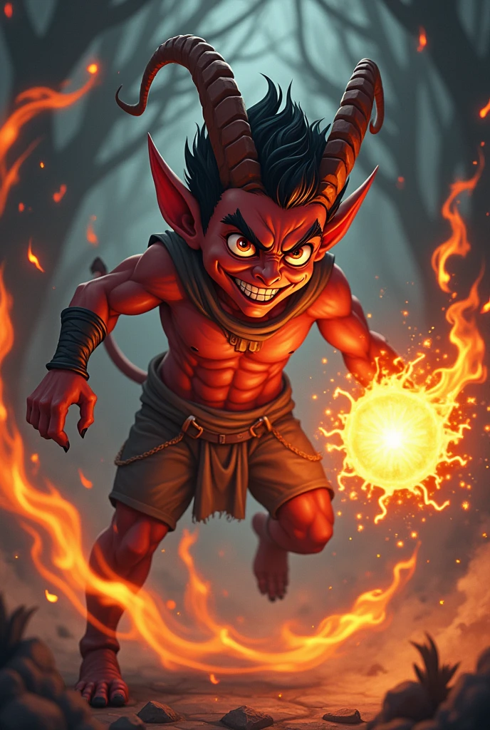 goblins, medieval demons, goblins, korean mythology, goblins partying at a rave, oni, barong family, goblins and trolls, kobold, red horns, fighting monsters, tribe members attacking, devils, dnd party, journey to the west, traditional art