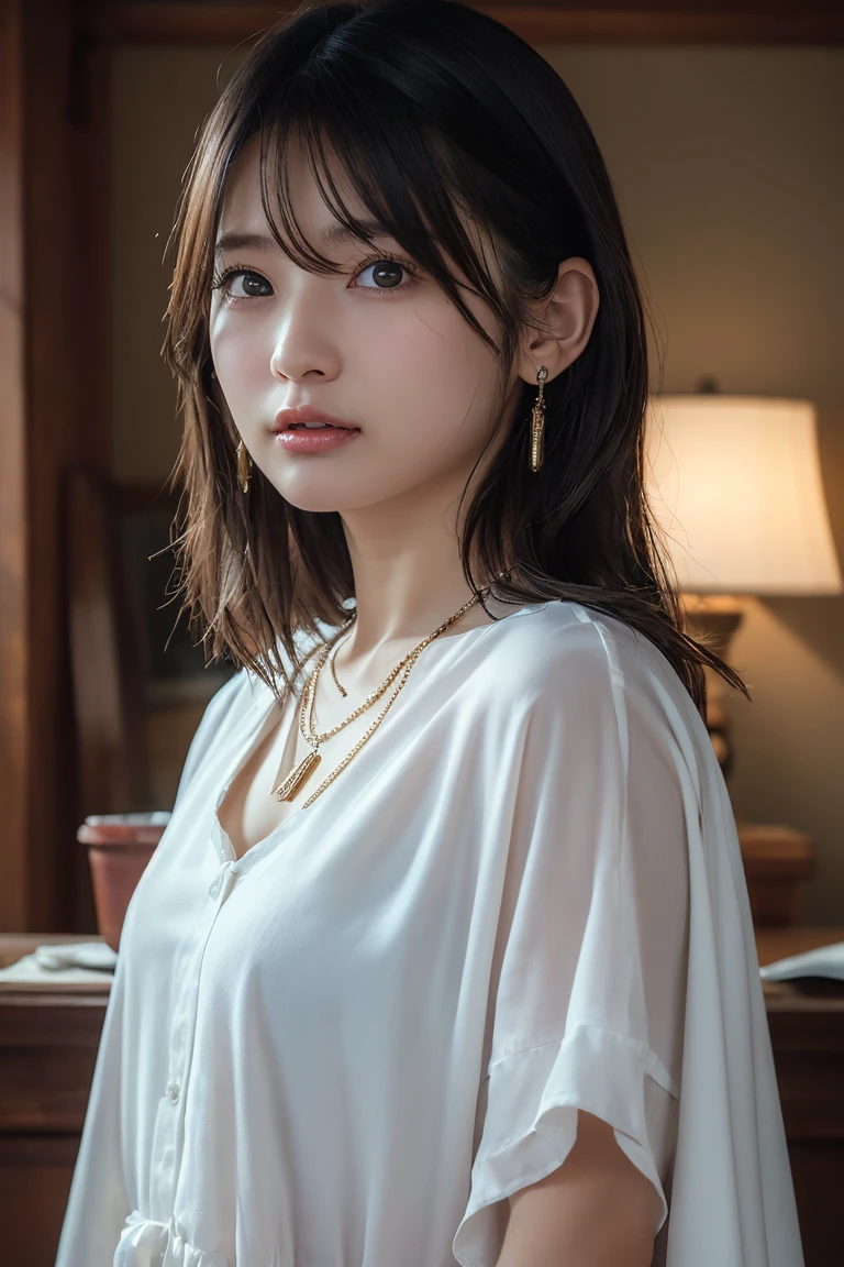 ((Eyes light up、Blushing、Both hands are in front of the belly button、A photo of panties visible through a short polo shirt、Roll up your shirt with your hands、She is wearing a white polo shirt and luxurious white panties.、:1.4))、In the living room、Length Cream Hair Color、Her huge breasts are obvious even through her clothes...、Small earrings、Light brown hair color、:1.4))、Shiny Hair、Light beige hair color、Background Blur、Light brown hair、{{Cowgirl Shot}}、((Close-up shot from the waist up、Big Breasts:1.4))、Big Breasts、Smile、Big Breasts that can be seen even through clothes、Cowboy Shot、A lovely smile、((Revealing clothing))、Full body photo、ring、Tuck your hair behind one ear、Silver Necklace、smile、Caustics、Highly detailed photos、Big Breasts、Super no makeup、(8K、RAW Photos、Highest quality、masterpiece:1.2)、(Realistic、Realistic)、1 Girl、((Big Breastsショートヘア、Looking into the camera:1.4))、Hair blowing in the wind