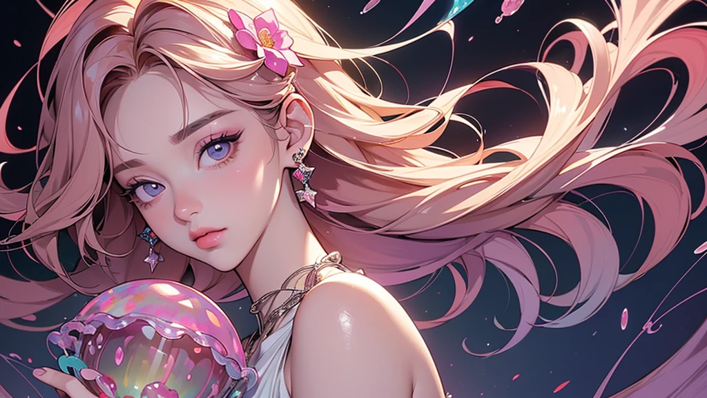 Sailor girl holding a heart with long blonde hair and pink bow, sailor Moon water ice moon, cosplay pictures, photography style, cinematography, 8K RAW, sailor Moon!!!!!!!!, sailor Moon style, inspired by sailor Moon, sailor Moon, sailor Moon. Beauty, Princess, Classic Girl, Magical Girl Style, French Girl Portrait, Anime Girl