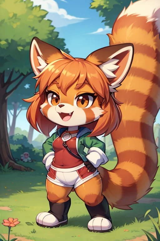 boy, squirrel, furry, bodyfur, blazer, bottomless, green tights, gloves, boots, spread legs