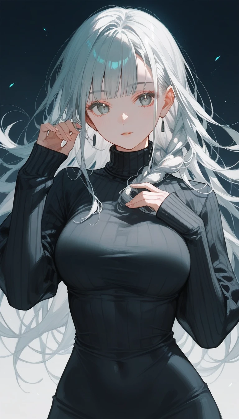 ((best qualityer)), ((anime lineart)), a tall woman with bangs and wavy hair,