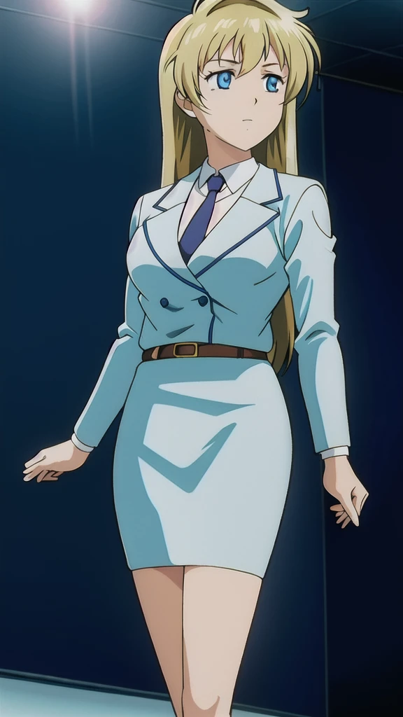 ruins、Blonde、 long hair、悲しいface、 blue eyes、「 chibi」 Full Body Style 、Normal milk、 narrow waist 、Bare legs、4 heads、In a suit、blue jacket 1 :1, collared shirt 、 white shirt、 blue tie,belt,,  Blue Mini Pencil Skirt 1:1, black tights、White pumps、 Official Art, Extremely Detailed CG Unity 8K Wallpaper , perfect lighting, colorful , bright _ Front_face_光ing,  shiny skin, ( masterpiece:1.0),(Highest_quality:1.0), 超 high definition ,4K, super detailed, photo shoot, 8k,  high definition ,  high definition ,  looking for something in an absurd :1.2,  Kodak Portra 400,  film grain ,  blurry background, Bokeh:1.2,  lens flare , ( vibrant _ color:1.2),Professional photography,Anime Images、