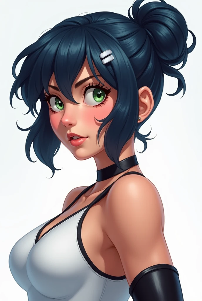 score_9,score_8up, score_7up, JK,1girl, long hair, large breasts, makeup, eyeliner, eyeshadow, sideboob, breasts, shirt, portrait, sleeveless, gothic, ponytail, swept bangs, asymmetrical bangs, best quality, masterpiece, realistic, sketch, (watercolor \(medium\):1.0), lineart