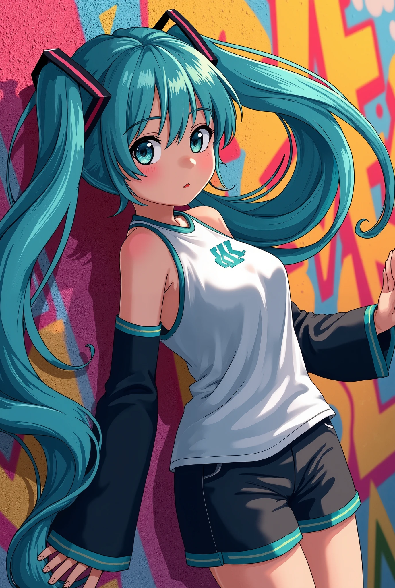 (masterpiece、highest quality、highest quality、Official Art、Beautiful and beautiful:1.2)、(One girl:1.3)Hatsune Miku、Twin tails,Big Breasts,Realistic, High resolution, 1 female, alone, Beautiful Eyes, View Viewer, Close your lips, Detailed face. Long white hair, Big Breasts, Narrow waist, Long legs, Grow up sexy., Perversion is revealed, Sailor's hat, Big (wear: Sailor suit, White panties, Athletic Sneakers) Full body photo, Front view, nude