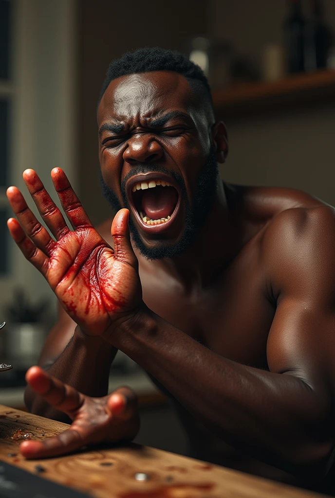Un homme africain se gratte frénétiquement la peau, irritated by a rash