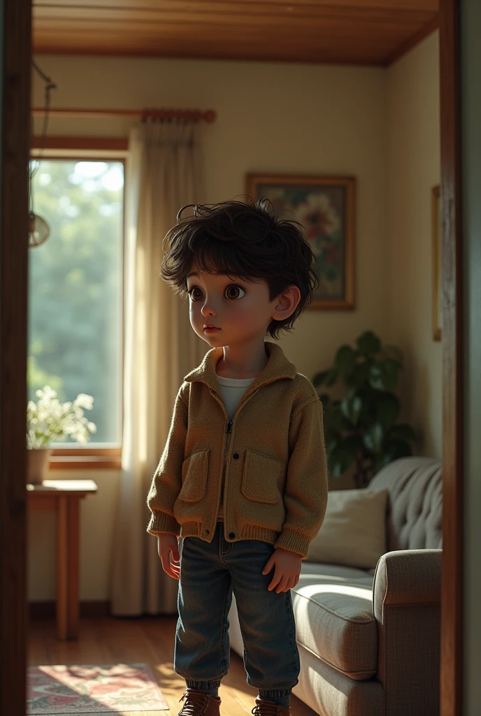 A little boy playing with toys in a living room, simple art inspired by studio ghibli's visual style, Baroque oil painting anime key visual full body portrait character concept art,  brutalist grimdark fantasy, kuudere noble dictator, trending pixiv fanbox, rule of thirds golden ratio, by greg rutkowski wlop makoto shinkai takashi takeuchi studio ghibli jamie wyeth