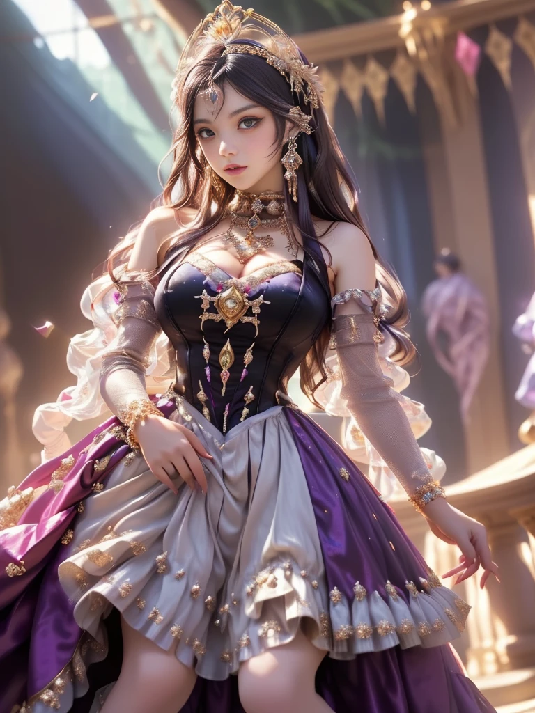 (best quality,4K,8k,highres,masterpiece:1.2),Ultra-detail,(realisti,photorealisti,photo-realisti:1.37),Acrylic painting,beautiful latina model im Lolita-Kleid mit flaumigem Haar,beautiful latina model mit extrem buntem Haar und detaillierten Gesichtszügen,beautiful latina model steht in einem wunderschönen Garten, surrounded by a starry sky,beautiful latina model in einem lebendigen Lolita-Kleid,beautiful latina modell mit aufwendigen Accessoires und passendem Hut,beautiful Latina model poses gracefully with her hands on her hips,beautiful Latina model with long flowing twin tails,beautiful latina model mit strahlend blauen Augen und rosigen Lippen,beautiful Latina model with happy facial expression,beautiful latina modell in einer dynamischen Pose mit Kirschblüten, that fall around them,beautiful latina model, surrounded by colorful flowers and butterflies,beautiful dress of a Latina model, decorated with sweet bows and lace details,beautiful latina model mit einem bezaubernden Lächeln,beautiful Latina model with soft, pastel shade,beautiful Latina model with a magical shine, that illuminates them,beautiful latina model in einer malerischen Umgebung mit einem gewundenen Weg, which leads to a magnificent castle,beautiful latina model hält ein Mikrofon und singt leidenschaftlich,beautiful latina model mit märchenhaftem Hintergrund,beautiful Latina model with a soft, Dreamy Atmosphere,beautiful latina model mit subtilem Bokeh-Effekt,beautiful latina model steht unter einem mondbeschienenen Himmel,beautiful Latina model with a warm, golden sunset in the background,beautiful latina modell, surrounded by sparkling stars and colorful nebulae,creating an ethereal and captivating artistic masterpiece., masterclass!