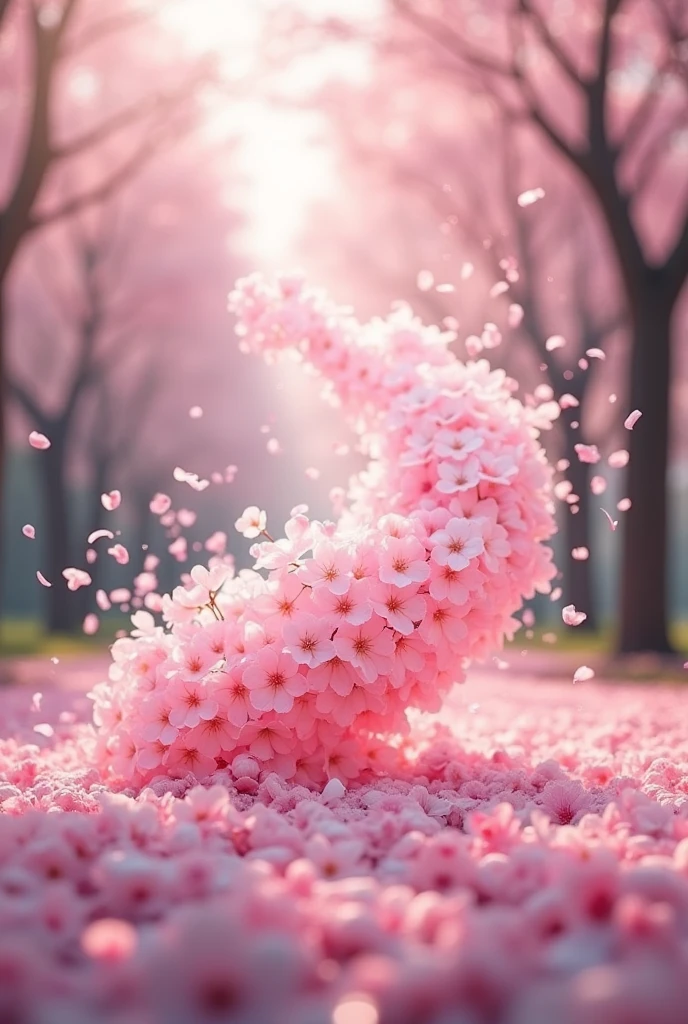 Cherry blossom petal tornado 、((Realistic:1.3))、Torrent of Light、 falling petals 