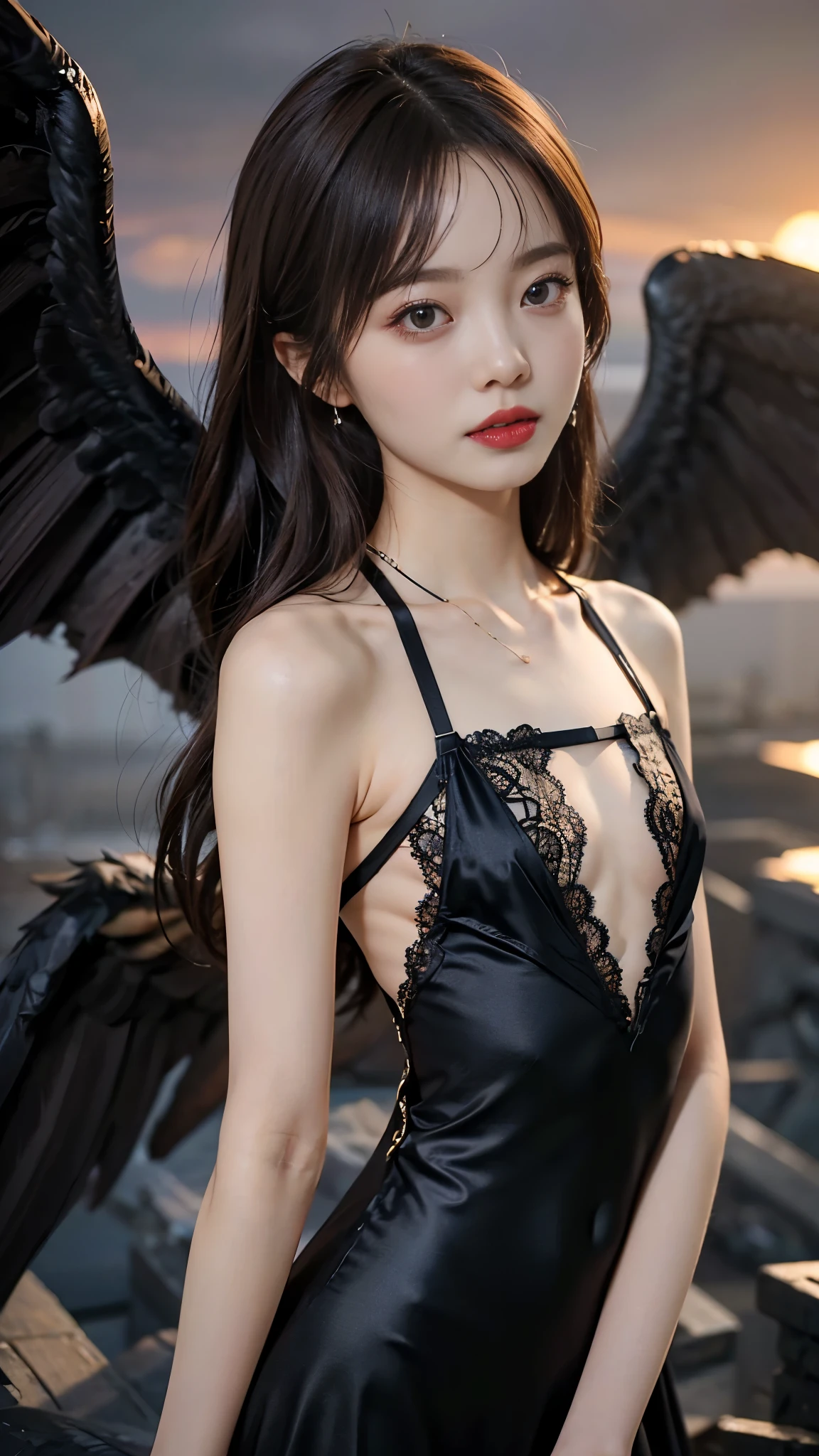 tmasterpiece, Best quality at best, (actual, realistically:1.37), 8K, Extremely Delicately Beautiful, Amazing cleavage, Detailed pubic hair, offcial art, Huang Li, Extremely ridiculous, hugefilesize, ultra - detailed, The content is very detailed,(Realistic skin), Beautiful and delicate girl, 1 plump girl, (perfect women figure),Slender abdomen,mediuml breasts,full body pov,A demon girl, depth of fields, HighDynamicRange, The content is very detailed, Ray traching, Full body lesbian, dark fantacy, Archdemon Wings, demon tail, devils'points, Demon Tatus, Sexy girl pose