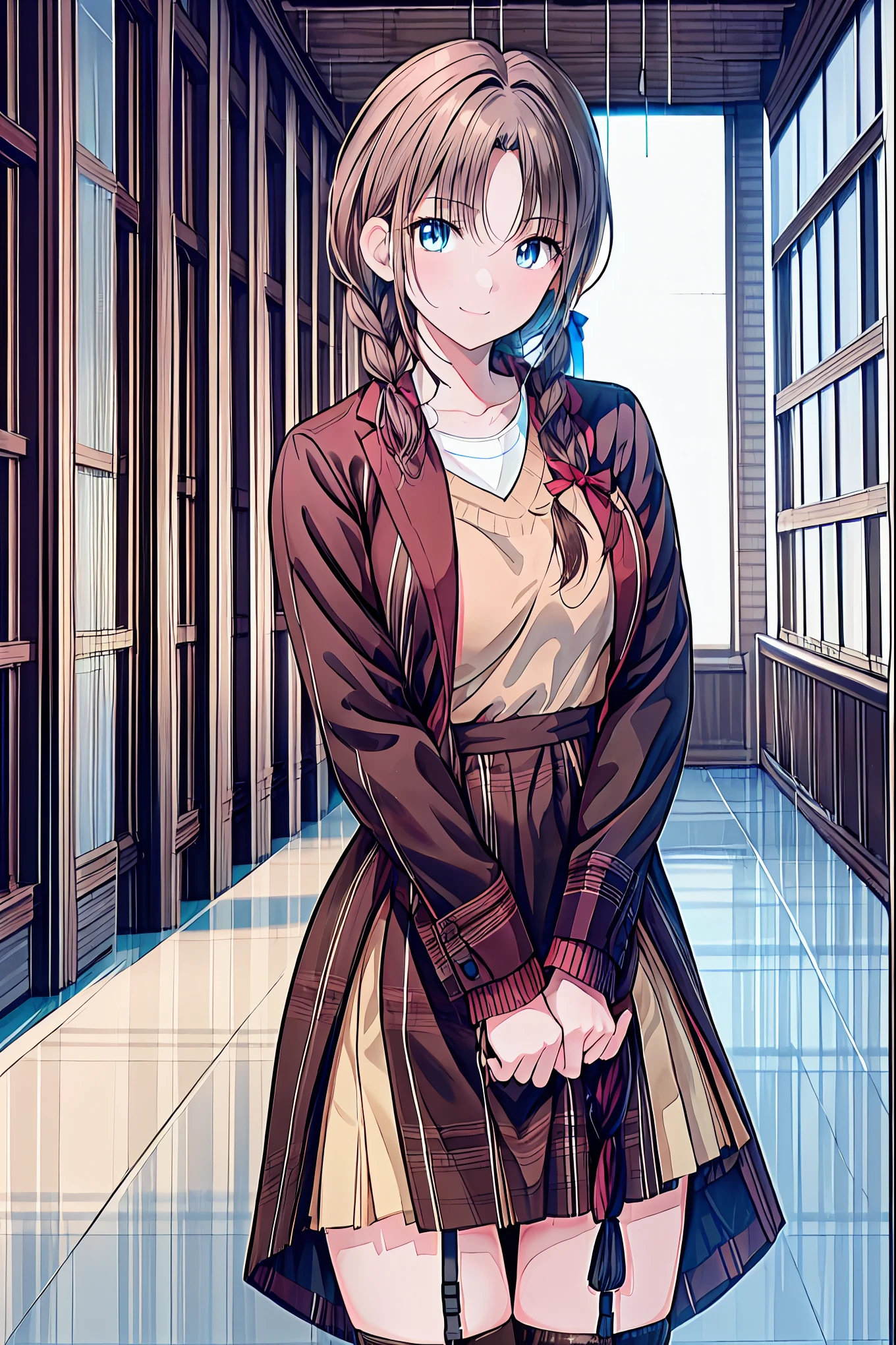  brown hair， shortcuts， messy hair ， Short Braided Hair ，Neat， slender beauty，Dignified posture， small breasts， beautiful legs with tails， her enchanting gray-blue eyes shine like stars， vibrant colors,  beautiful eyes ,繊細なsmile,textured skin, best quality ,  gentle and beautiful woman  , anime style､Irohaisshiki, Isshiki Iroha ,  long hair,  Short Braided Hair , ponytails bleeding from the vagina, brown hair, ( Brown Eyes :1.5), smile, muffler , Long Coat , sweater, long black skirt , black tights, Short Boots ,morning日,morning,Campus Life,On the way to school in winter,Cold Sky,that&#39;that&#39;s it's snowing ,
 to junk Outdoors , Around town,Destroying a city of buildings, looking at viewer,Enchanting gray-blue eyes shine like stars
breaking (masterpiece:1.2),  best quality,  high definition ,  unity 8k Wallpaper , (shape:0.8), (美しくて  beautiful eyes :1.6),   I have a very detailed face ,  perfect lighting,  Highly Detailed CG, (  perfect hand,   Perfect Anatomy  ),