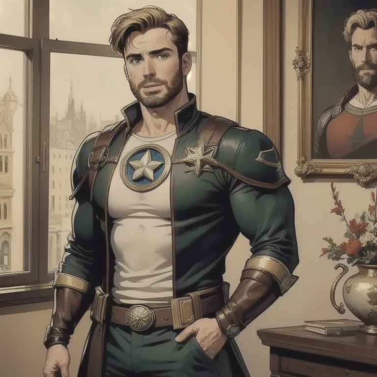 (( Best Quality )), ((  masterpiece )), ((1 )),  Chris Evans aka Capitão América em ação 