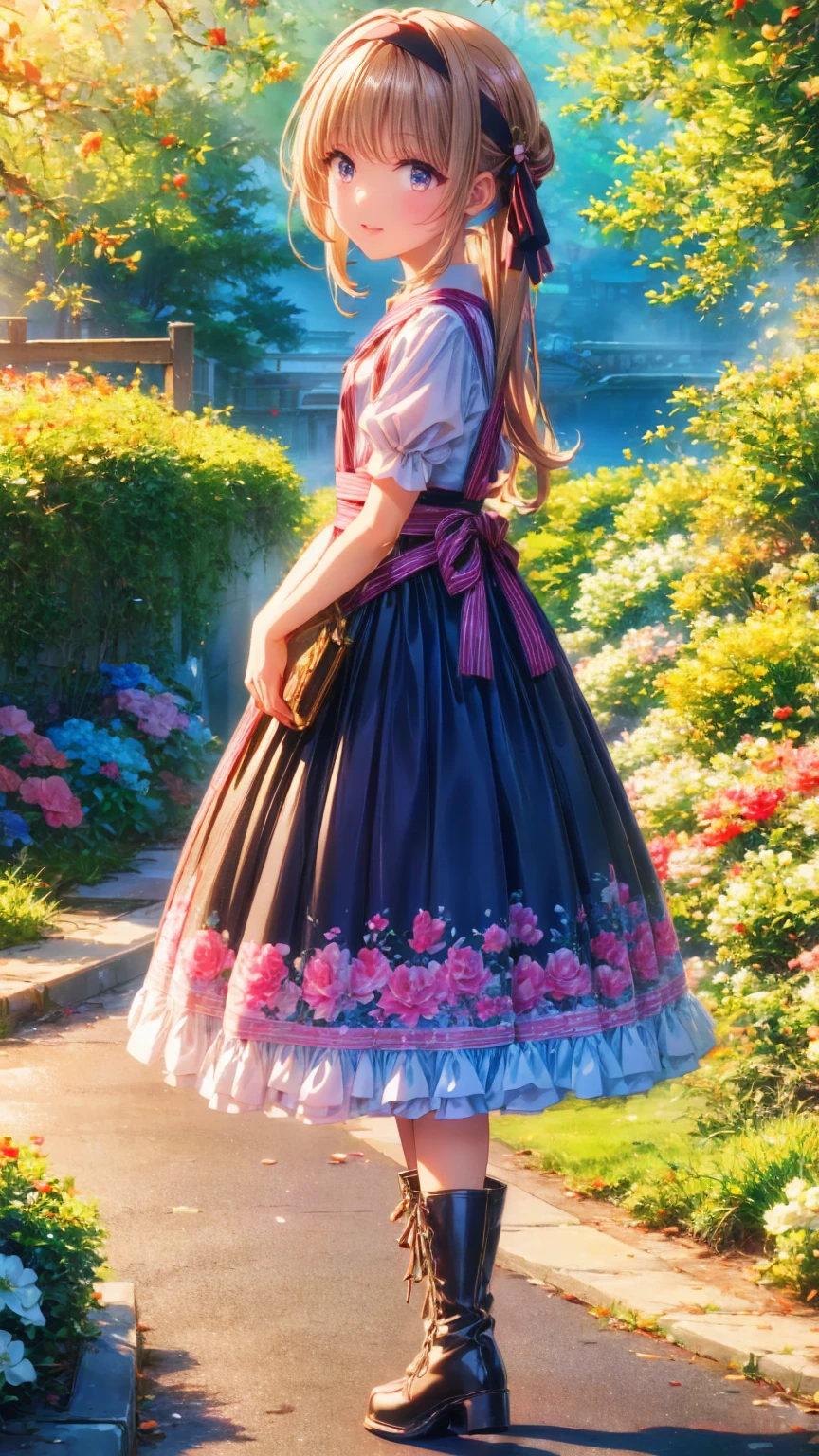  anime style、story、、 cute*** 、とてもcute天使、  pink gothic dress  、cute、baby face、smile、  Long Skirt 、  black boots 、Very cute headband
