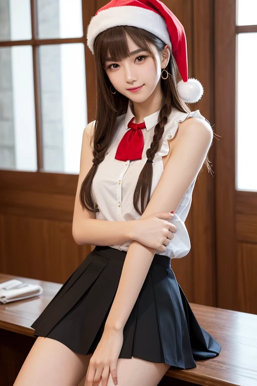 1girl,solo,(lewd smile:1.2),(lustful:1.2),hooker,implied sex,(heavy makeup:1.2),pantyhose,choker,school uniform,hoop earrings,<lora:linYuchunv4:1>,