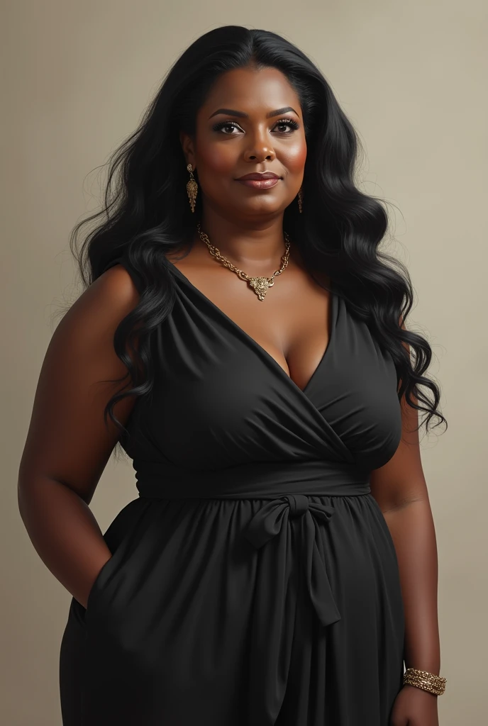 A 5 black African lady with a nice body and a little chubby wearing a black sexy dress