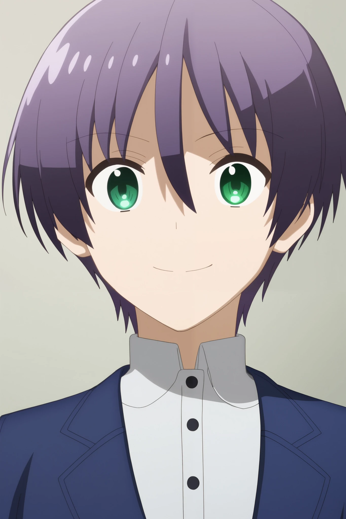 score_9, score_8_up, score_7_up, source_anime, rating_safe, intricate details, anime screencap, , official style, looking at viewer, , 1boy, solo, male focus, nasa_yuzaki, purple hair, green eyes, short hair, hair between eyes, wide angle, wide shot, full body, fuji mountain, arrogant smile. blazer. white shirt with tie. eyes hidden in the shadows.