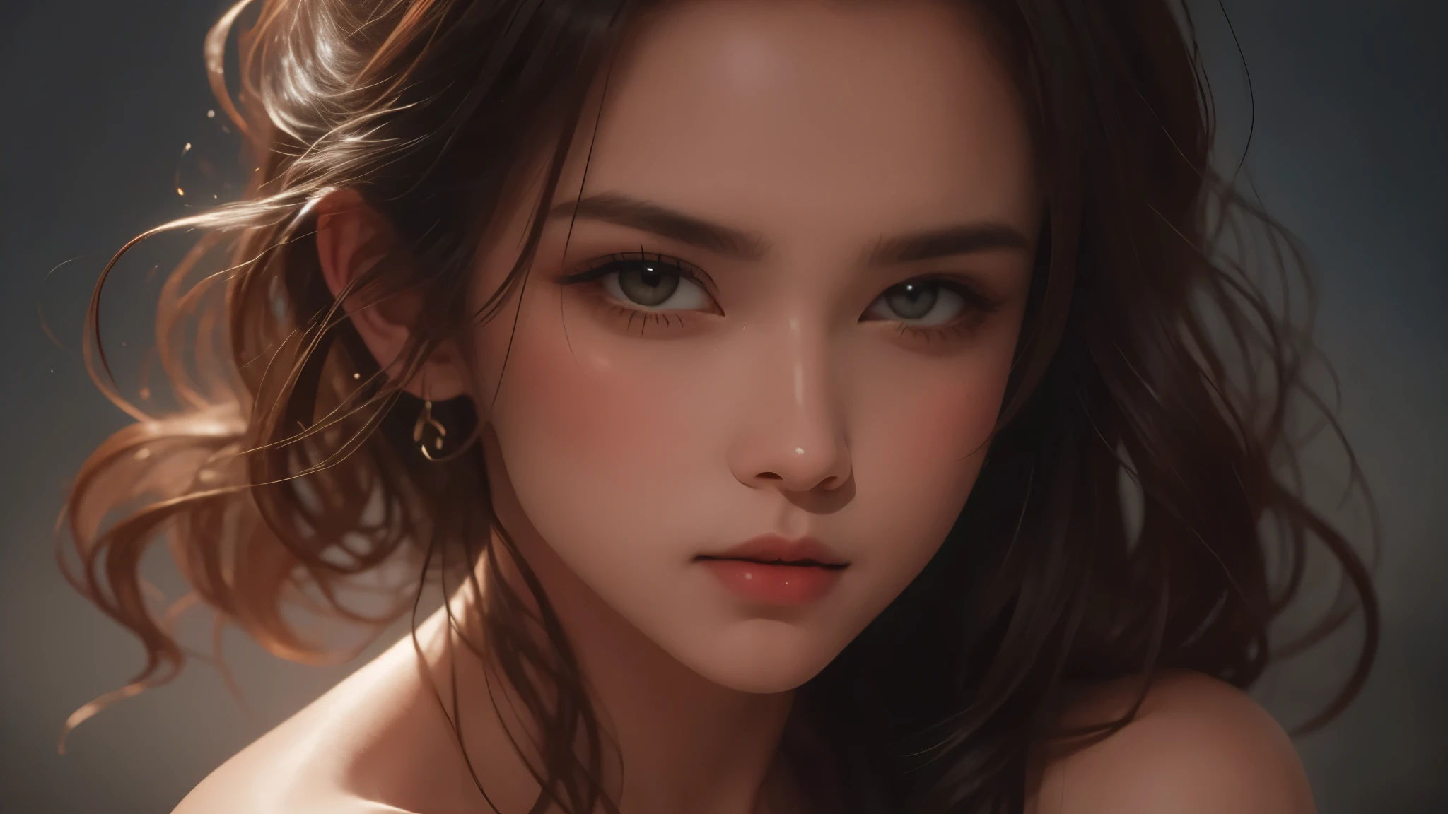 stunning masterpiece by Luis Royo, featuring a top-quality and realistic portrayal of a beautiful girl with shiny, natural skin texture. This surreal portrait captures the essence of youth and beauty, with intricate details on the girl's two arms and two legs.
