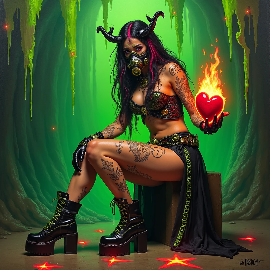 Create 6 hearts that burn in Rammstein style