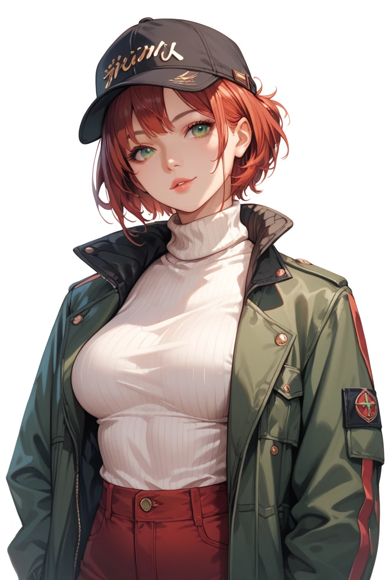 Cute ginger girl, thick, thick thighs, huge breasts, disheveled, freckles, survival gear, apocalypse, dirty clothes, dirty face, messy hair, in a deserted run down town, misty weather, overgrown grass, broken windows, rubble, (highly detailed, high definition, clear image, detailed features)