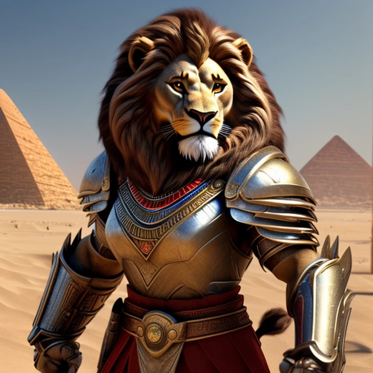 Masterpiece, High Resolution, Best Quality, High Details, HD, High Quality, anime style, Super Detailed, Fantasy, epic high fantasy artwork, animalfolk, solo creature alone. Anthro-animal NO HUMAN FEATURES.
{{(A 80-years-old adult-female Lion-humanoid:(she has: true female-lion-head, lion head, lion face, NO-HUMAN-FACE. female lion light-brown body-hair. brown fur. Lion golden eyes. female upper body. two legs lion legs. lion tail. claws. smiling very confident and honorable. has honorable demeanor. brave and heroic personality. she stands 1,92-meters-tall. she poses bravely wielding a longsword with both hands),(she wears: two silver shoulder armor plates. green african-styled shirt. red pants. silver knee armor.),(african desert. egyptian city. light-blue sky. sunny day.))}}