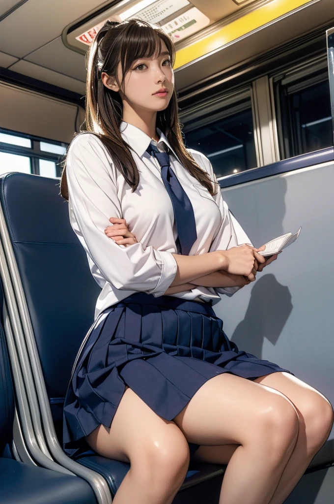 (realistic:1.3), face with shadow, Depth of bounds written, school uniform, Japanese actress、
beautiful detailed illustrations,great art,(((very detailed))),
1 girl sitting,bangs,high school girl,sleep,close your eyes,white panties,skirt,
cowboy shot,From before
,(((very detailed))),in the train, a young woman is sleep contentedly. Through the gap between her legs and skirt, I can see her panties. as the vehicle shakes, A calm expression and gentle breathing create a calm atmosphere.
,(((very detailed)))