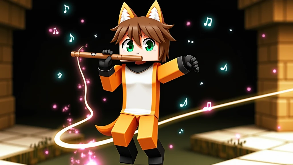 boy, squirrel, furry, bodyfur, tail, green goggles, green collar, green bra, bottomless, green gloves, green boots, chibi, sparkling eyes, from below, cute, playing guitar, singing