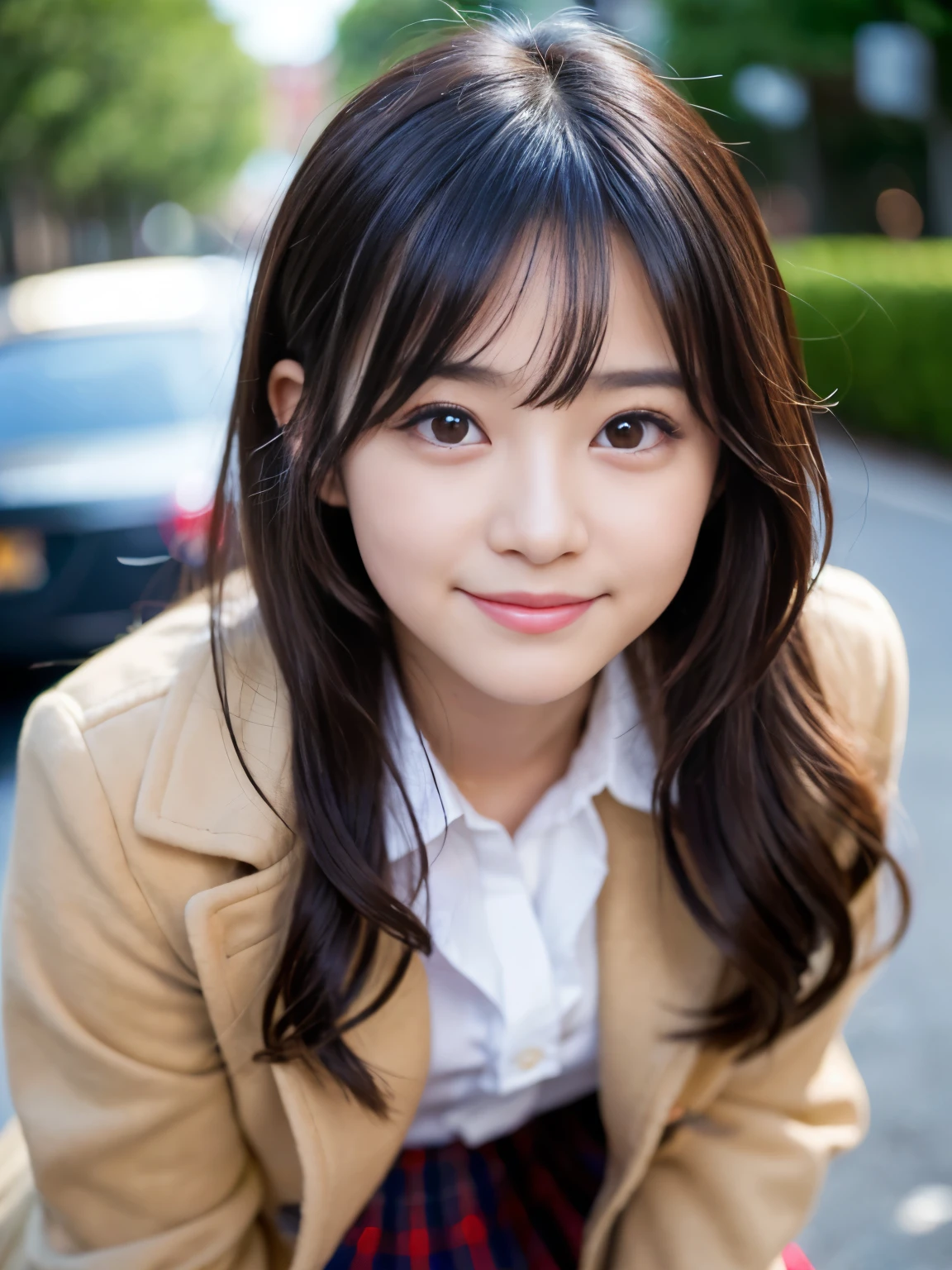 (Best-quality, Masterpiece, Ultra-High-Resolution, (Photorealistic:1.4), Raw Photo, depth of field, professional lighting, perfect anatomy, extremely details), 1girl, 15-years-old, the most famous Japanese idol, ((extremely cute face like the most popular Japanese idol, ((extremely cute and extremely big eyes)), extremely beautiful hair, extremely beautiful skins), extremely cute long-eyelashes, extremely cute lips),
(standing in authentic-bar, drunken-smile),
((wearing black-formal-business-suit))