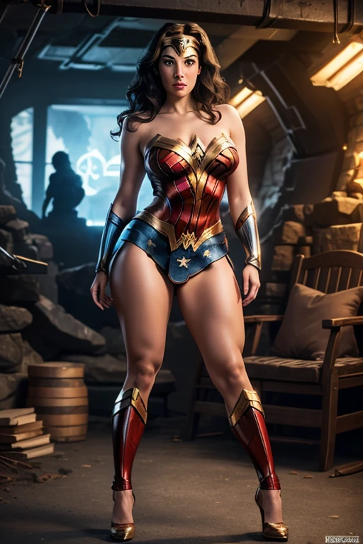 ((best quality)), ((masterpiece)), (detailed), background of destruction, (high resolution:1.2) a sensual Latina woman like wonder woman, angry, very detailed, high tech, she is beautiful girl, short clothes, 25 years, full head, full body, whole legs, whole arms (extremely detailed CG united, 8k wallpaper), open plan, high detailed, photorealistic, sharp focus, cinematic.