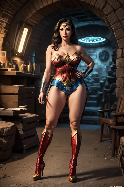 ((best quality)), ((masterpiece)), (detailed), background of destruction, (high resolution:1.2) a sensual Latina woman as wonder woman, smiling, lots of detail, high tech, she is beautiful girl, short clothes, 25 years, full head, full body, whole legs, whole arms (extremely detailed CG united, 8k wallpaper), open plan, high detailed, photorealistic, sharp focus, cinematic.