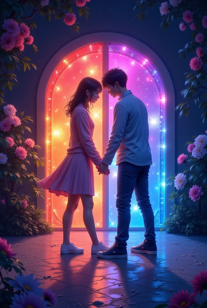 masterpiece, best quality, (extremely detailed CG unity 8k wallpaper), (best quality), (best illustration), (best shadow), 
Love is a prism fantasy
So I'm sure they'll be reborn
The past is a revolving door that continues after you
Night is a prism fantasy
Illuminate the two in seven colors
Now in my new arms 