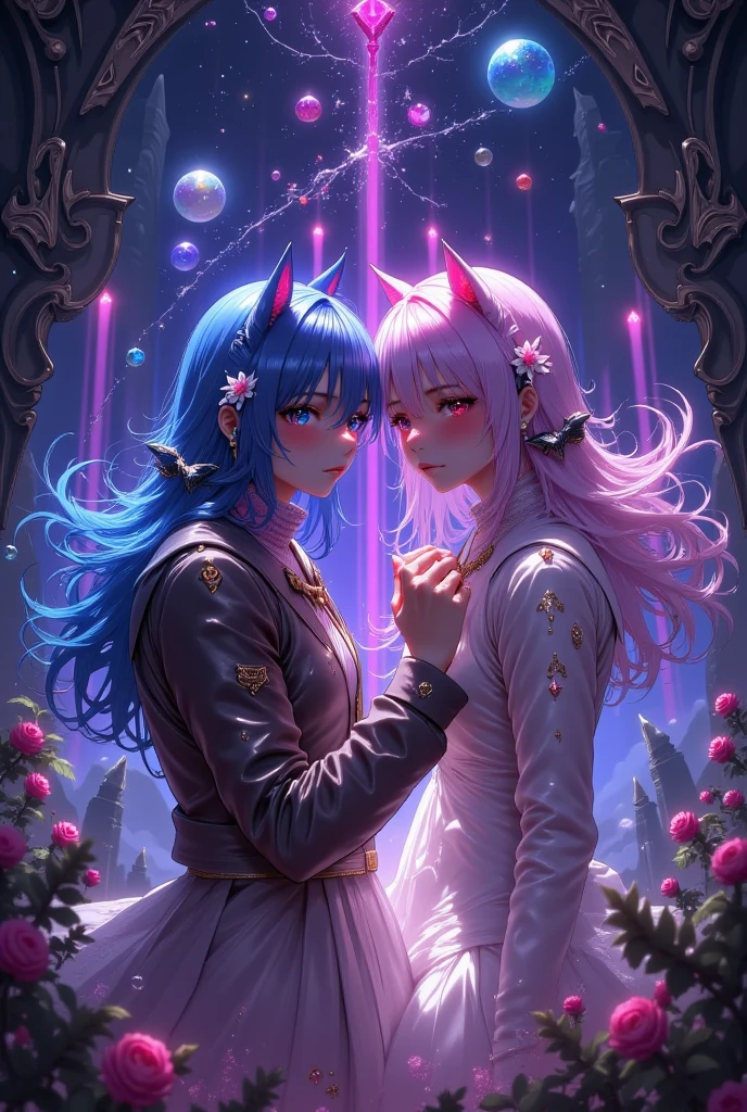 masterpiece, best quality, (extremely detailed CG unity 8k wallpaper), (best quality), (best illustration), (best shadow), ((1boy and 1girl))
Love is a prism fantasy
So I'm sure they'll be reborn
The past is a revolving door that continues after you
Night is a prism fantasy
Illuminate the two in seven colors
Now in my new arms 