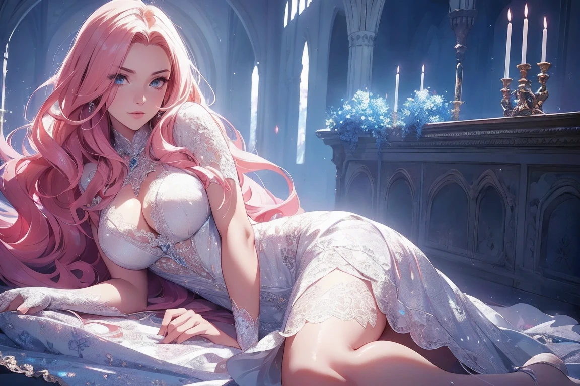 {-erro_de_anatomia:1.0}(best quality,4k,8k,highres,masterpiece:1.2), ultra-detailed, (realistic,photorealistic,photo-realistic:1.37), mature milf, illyasviel von einzbern, redhead hair, full body, vibrant colors, glowing skin, mesmerizing eyes, elegant pose, enchanting background, delicate lace dress, surreal lighting, ethereal atmosphere, mystical aura, intricate details, artistic medium, digital illustration, fantasy, anime, laying on the bed