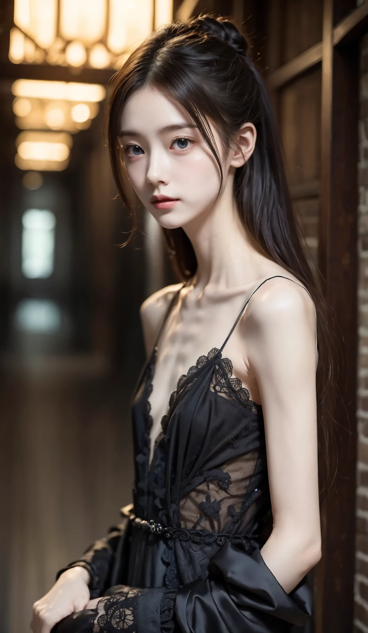 Thin arms,Narrow shoulders,公式art,  Unity 8k Wallpaper,  super detailed, beautiful, beautiful, masterpiece,  best quality, Darkness,  vibe, mystery, Romanticism, Creepy, literature, art, fashion,  victorian , race