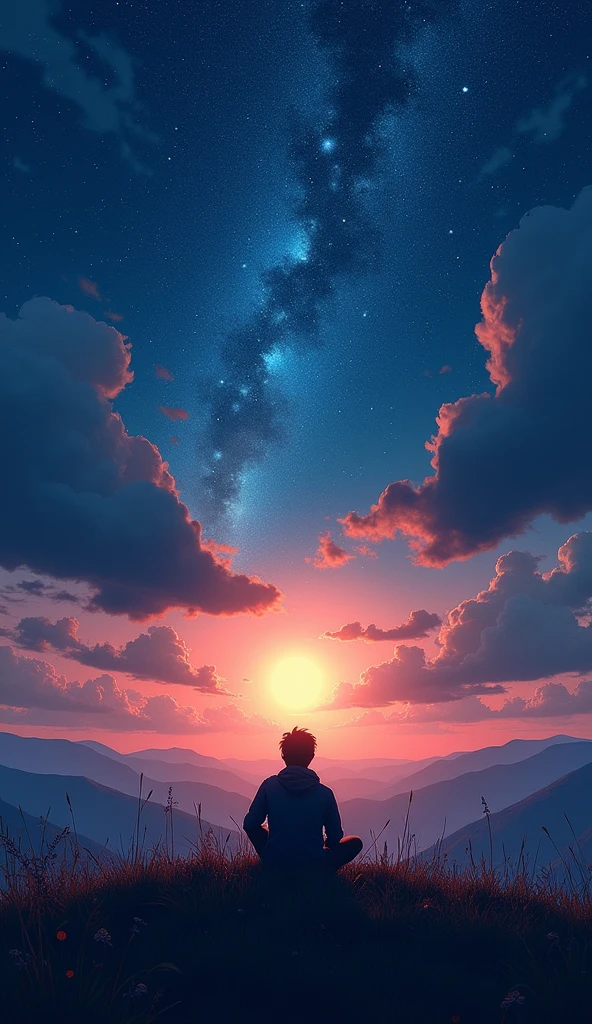, (beautiful girl: 1.3),1girl,masterpiece, Highest quality, Ultra-high resolution,Rich contrast,super high quality,8k,Highly detailed CG unit wallpaper,Ultra-high resolution,RAW Photos,
Depth of Field 1.2,Beautiful starry sky,Cast a Shadow,overlooking,(magnificent panorama view:1.3)