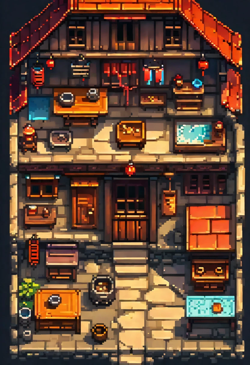  highres icon, absurdres,  detailed background , Cat,  dog,  fps game user interface, night, Japanese house, deteriorated furniture ,  andproducts , Outside,  good lighting , Cinematic Shadow, full scream seamless texture for game background asset with paralax usage