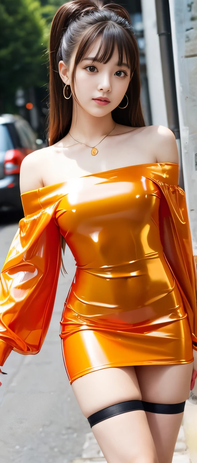 Idol covered in slime、Full body Esbian、Slime-covered gold costume、emitting light、colorful hair