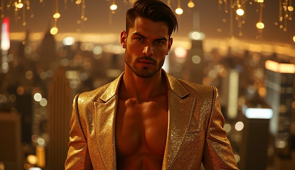 (masterpiece) (highest quality) detailed (((luminescent glowing))) mysterious ancient egyptian god as a ((clothed)) muscular man with (dark tan) in light grey and light blue designer ((((clothes)))) with fishscale pattern, fashion, men's fashion, haute couture, man, dark tan, male model, lotus pond, (Nile river), magic