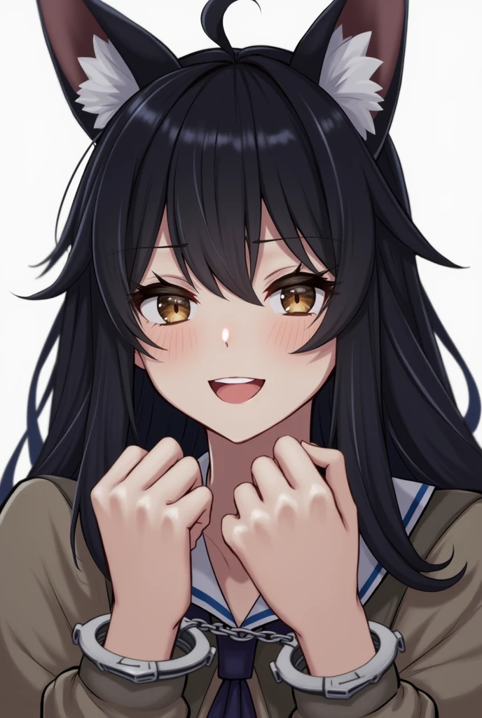 A beautiful girl with long hair, big breasts and a satisfied expression, wearing cat ears and a cat tail, short guy without cat ears, detailed portrait, photorealistic, 8k, high quality, masterpiece, Chiaroscuro lighting, cinematic composition