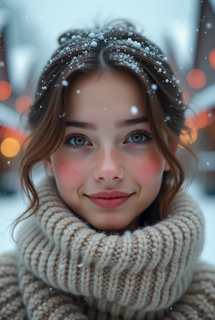 ((( masterpiece ))), (((of the highest quality))), ((Very detailed)), (Photography), ((very delicate and beautiful )),High resolution,
A girl, 25 years,
(detailed eyes), (detailed facial features), (Detailed weapons), (Detailed fingers), (Details of the leg),
(eyes visible through hair), ((drunk eyes)) , (embarrassing :1.2),
(toothless smile),(((Fuller lips))),
(snow scene),(Upper part of the body),Red coat,
((luz outfit)),((film grain)), ((single lens reflex camera)), ((35mm lens focal length))