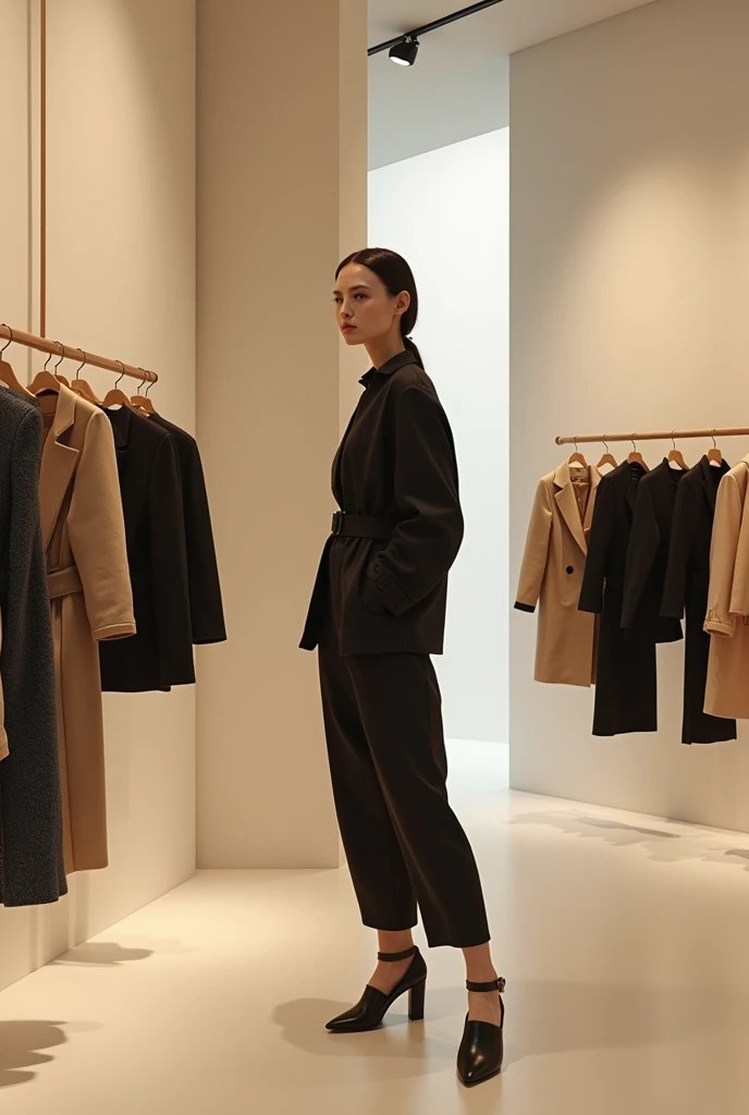 luxury store showcase with ecological and bio sustainable clothing made from lotus flower fiber 