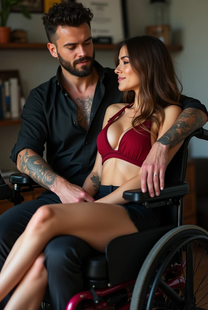 naked beautiful 16 year old girl giving a blowjob to a man in a wheelchair