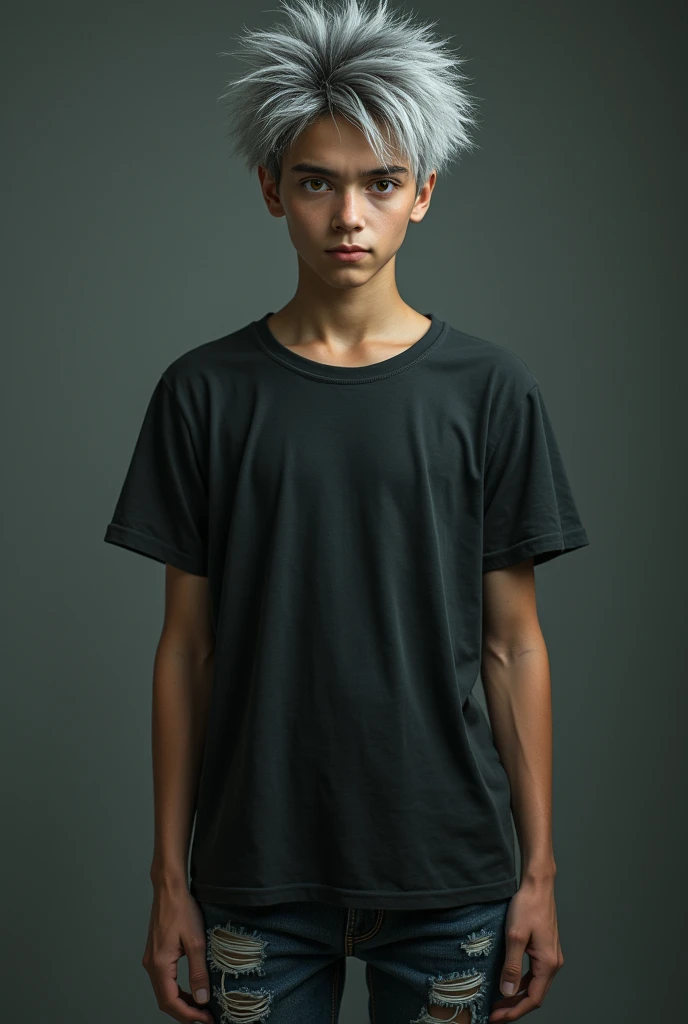 best quality, ultra high res, (photorealistic:1.4), masterpiece, blurry background,indoors,1boy,standing ,(looking at viewer), black shirt,