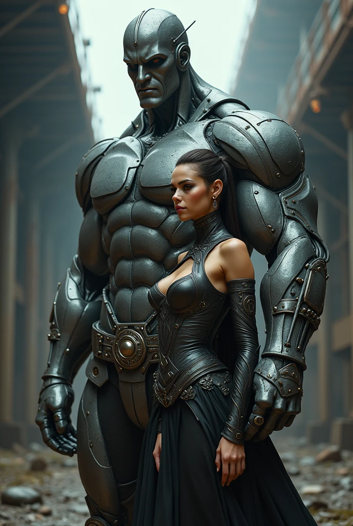 Sexual relationship between a male cyborg and a female cyborg on the roof of a skyscraper, high quality, best quality, absurdres, masterpiece, beautiful, intricate details, 1/2 body crop, slim body, beautiful figure, magnificent anatomy, (intricate details:1.12), HDR, (intricate details, hyper-detailing:1.15), (natural skin textures, hyper realisitc, soft light, Sharp:1.2)