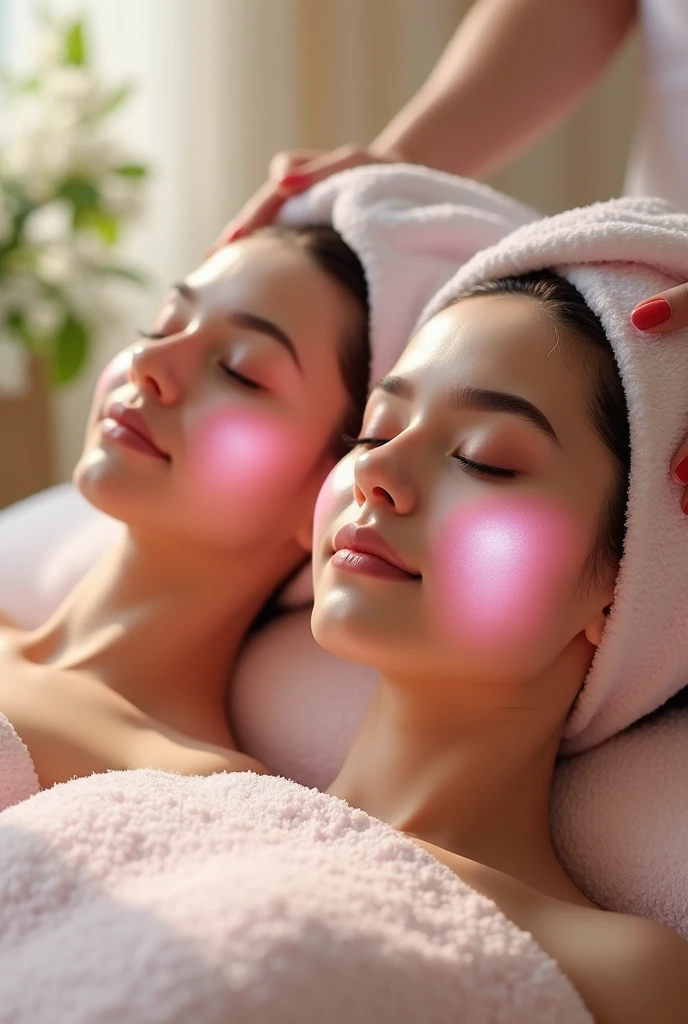 man doing erotic massage to woman, she holds smartphone in her hand, sensually, womans mouth wide open. massage table, liquid drops, skin, we can see their faces close, minimalistic, in a light purple and pink style, with soft edges and blurred details, with a 3D render, on a colorful background, with a minimalist stage design, in a surreal style, with a cinema4D rendering, with a minimalist style, with low saturation, using gradient colors, with a cinema4D rendering, with a blender rendering, with super detail, at a super high resolution, at a super high definition