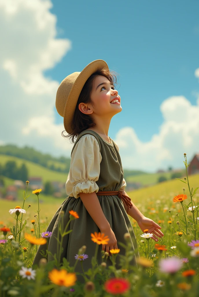 Create a high-quality image that captures the pure joy and innocence of childhood. Em um FUNDO DO MARIO BROS, covered in a profusion of flowers with vibrant cores,