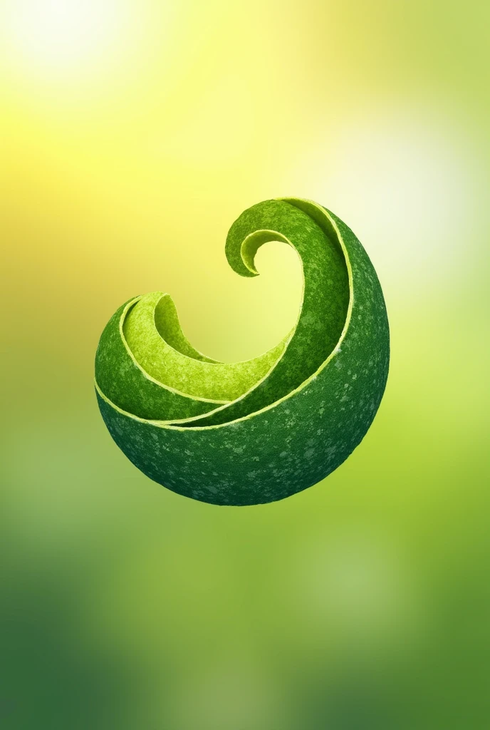 Minimalist logo small green ball with yellow, white background