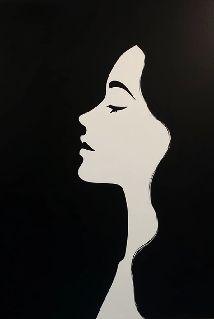 (maximalist:1.5),Mono Color,A beautyful girl,siluette,abstract painting,Lots of white space