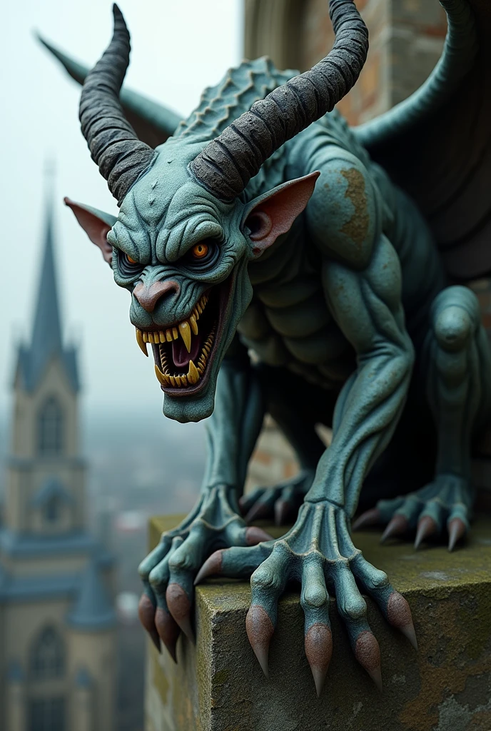 Disney's GARGOYLES, night with the moon, photo-realistic, octane render, unreal engine, ultra-realistic
