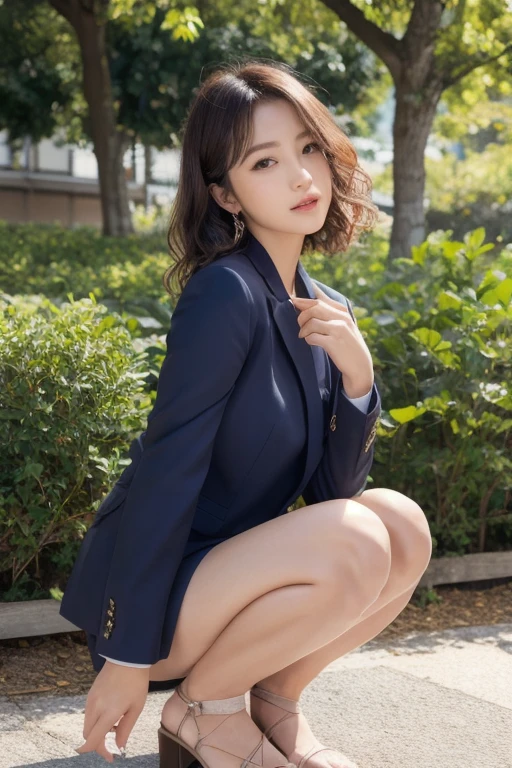 NSFW, materpiece,8K,Best Quality,superfine illustration, Large_filesize, extra detailed face, Perfect Lighting, fulcolor, OL, Wearing a suit, (a park:1.5), Detailed background, Professional Lighting, Dynamic Angle, Perfect hands, Detailed shiny skin, detailed hairs, Detailed eyes),
BREAK
1girl, Cute, 25-years old,
(shot from front:1.5), (Opening legs:1.4)
(Squatting:1.5), (Suits, O-neck shirt:1.1), (Bottomless:1.3), Shorthair, (:0.8), (Juice:1.2), show through, (Half-taken panties:1.1), Dale in the, heel,
(Park lawn:1.3), Sunlight, Natural light, Sunnyday,
red blush, Sweat,